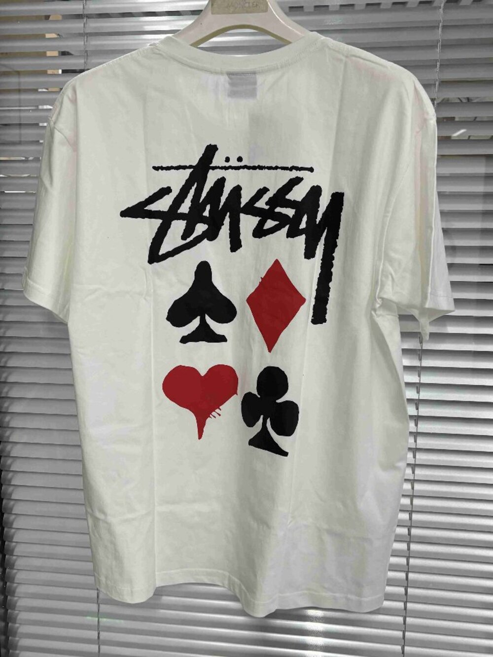Stussy White Playing Card Suits Graphic T-Shirt Short Sleeve Crew Neck